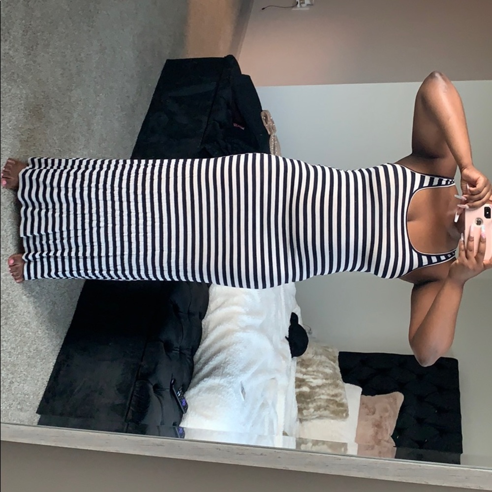 Navy Striped Maxi Dress!